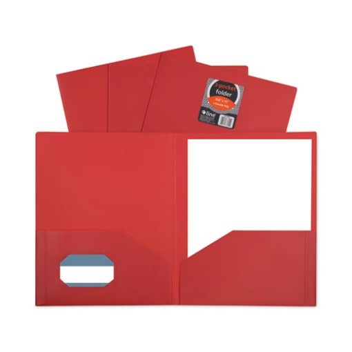 Picture of Two-Pocket Heavyweight Poly Portfolio Folder, 11 x 8.5, Red, 25/Box