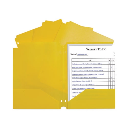 Picture of Two-Pocket Heavyweight Poly Portfolio Folder, 3-Hole Punch, 11 x 8.5, Yellow, 25/Box