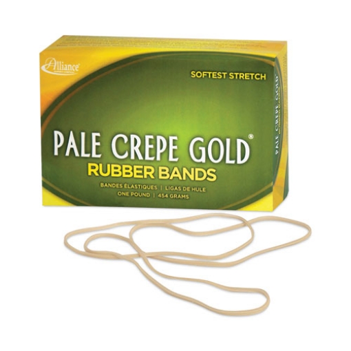 Picture of Pale Crepe Gold Rubber Bands, Size 117B, 0.06" Gauge, Golden Crepe, 1 lb Box, 300/Box