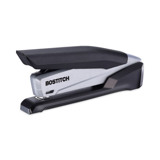 Picture of InPower Spring-Powered Desktop Stapler with Antimicrobial Protection, 20-Sheet Capacity, Black/Gray