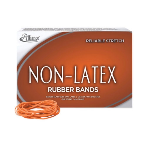 Picture of Non-Latex Rubber Bands, Size 19, 0.04" Gauge, Orange, 1 Lb Box, 1,440/box