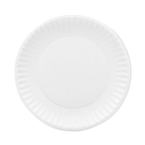 Picture of Premium Coated Paper Plates, 7" dia, White, 125/Pack, 8 Packs/Carton