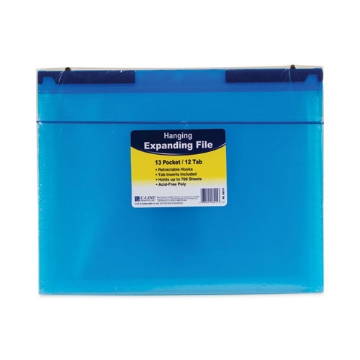 Picture of Expanding File with Hang Tabs, Pre-Printed Index-Tab Inserts, 12 Sections, 1" Capacity, Letter Size, 1/6-Cut Tabs, Blue