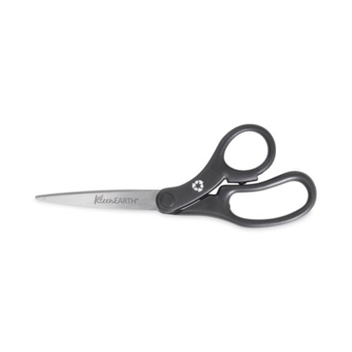 Picture of Kleenearth Basic Plastic Handle Scissors, 8" Long, 3.1" Cut Length, Black Offset Handle