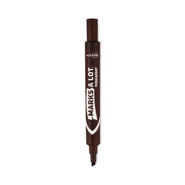 Picture of Marks A Lot Large Desk-Style Permanent Marker, Broad Chisel Tip, Brown, Dozen (8881)