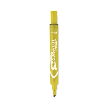 Picture of Marks A Lot Large Desk-Style Permanent Marker, Broad Chisel Tip, Yellow, Dozen (8882)