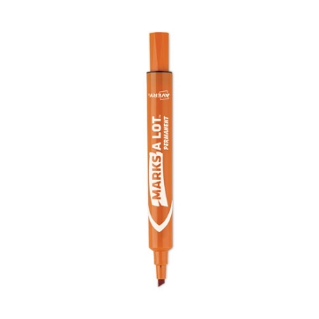 Picture of Marks A Lot Large Desk-Style Permanent Marker, Broad Chisel Tip, Orange, Dozen (8883)