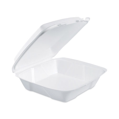 Picture of Insulated Foam Hinged Lid Containers, 1-Compartment, 9 x 9.4 x 3, White, 200/Pack, 2 Packs/Carton