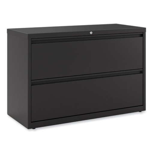 Picture of Lateral File, 2 Legal/Letter-Size File Drawers, Black, 42" x 18.63" x 28"