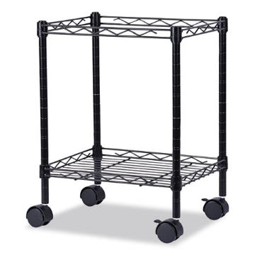Picture of Compact File Cart for Side-to-Side Filing, Metal, 1 Shelf, 1 Bin, 15.25" x 12.38" x 21", Black