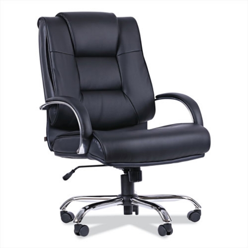 Picture of Alera Ravino Big/tall High-Back Bonded Leather Chair, Headrest, Supports 450 Lb, 20.07" To 23.74" Seat, Black, Chrome Base