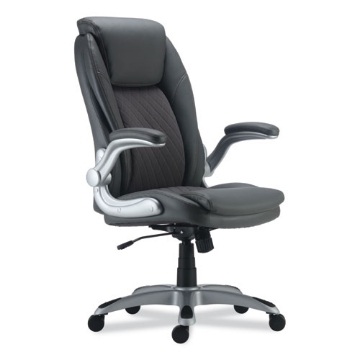 Picture of ALERA LEITHEN BONDED LEATHER MIDBACK CHAIR, SUPPORTS UP TO 275 LB, GRAY SEAT/BACK, SILVER BASE