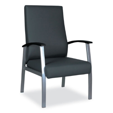 Picture of Alera metaLounge Series High-Back Guest Chair, 24.6" x 26.96" x 42.91", Black Seat, Black Back, Silver Base