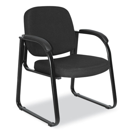 Picture of alera genaro series fabric half-back sled base guest chair, 25" x 24.80" x 33.66", black seat, black back, black base