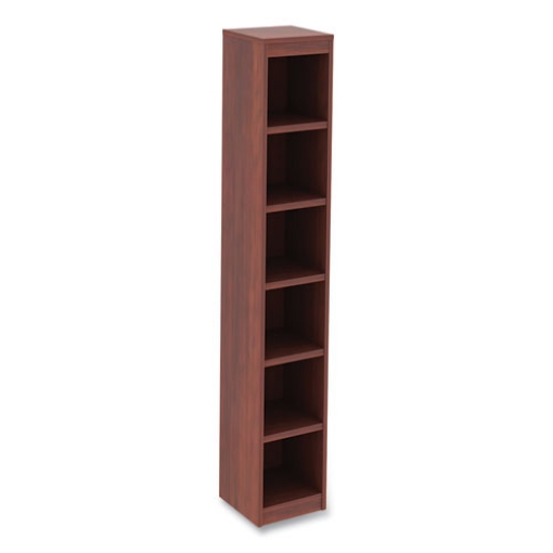 Picture of Alera Valencia Series Narrow Profile Bookcase, Six-Shelf, 11.81w x 11.81d x 71.73h, Medium Cherry