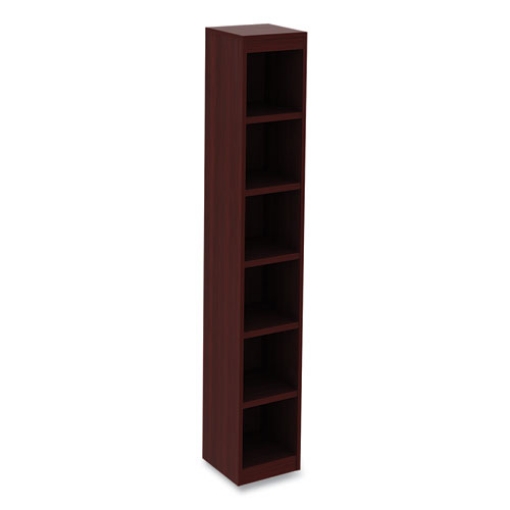 Picture of Alera Valencia Series Narrow Profile Bookcase, Six-Shelf, 11.81w x 11.81d x 71.73h, Mahogany