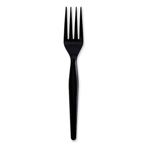 Picture of Heavyweight Wrapped Polystyrene Cutlery, Fork, Black, 1,000/carton