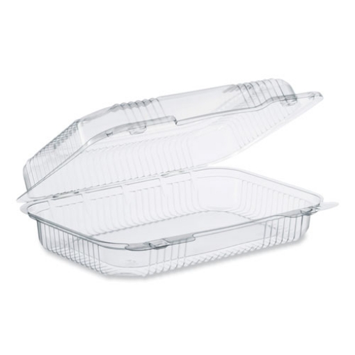 Picture of StayLock Clear Hinged Lid Containers, 6.8 x 9.4 x 2.6, Clear, Plastic, 125/Pack, 2 Packs/Carton