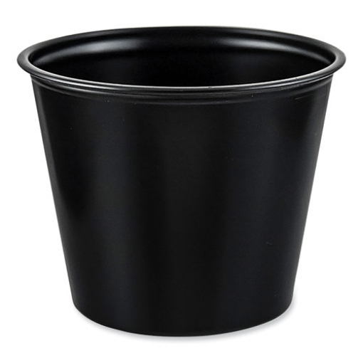 Picture of Portion Containers, Polystyrene, 5.5 oz, Black, 250/Bag, 10 Bags/Carton