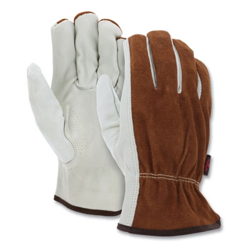 Picture of Dual Leather Industrial Gloves, Cream, X-Large, 12 Pairs