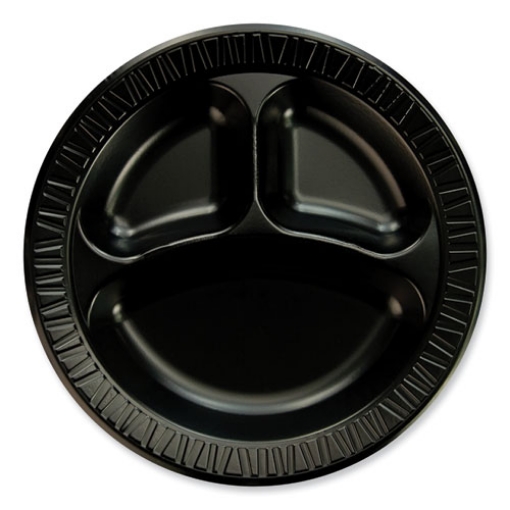 Picture of Quiet Class Laminated Foam Dinnerware, Plates, 10.25" dia, Black, 125/Pack, 4 Packs/Carton