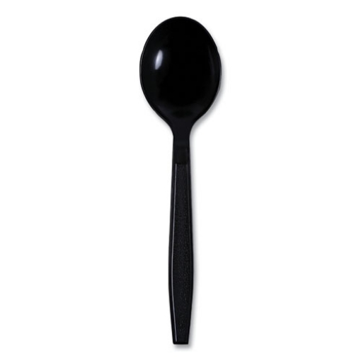 Picture of Heavyweight Wrapped Polypropylene Cutlery, Soup Spoon, Black, 1,000/carton