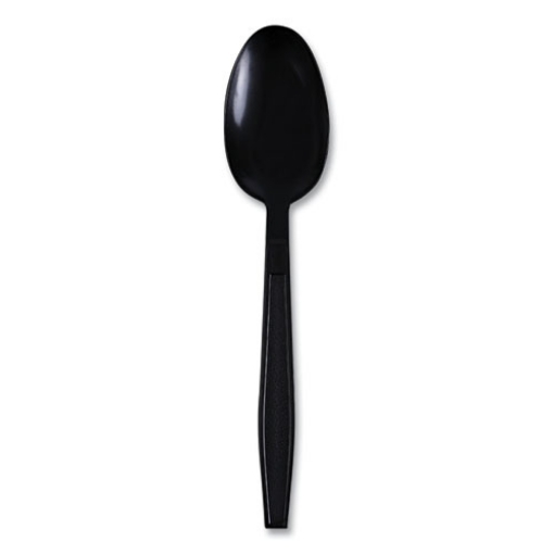 Picture of Heavyweight Wrapped Polypropylene Cutlery, Teaspoon, Black, 1,000/carton