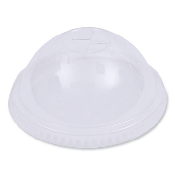 Picture of PET Cold Cup Dome Lids, Fits 12 oz Squat and 14 to 24 oz Plastic Cups, Clear, 100 Lids/Sleeve, 10 Sleeves/Carton