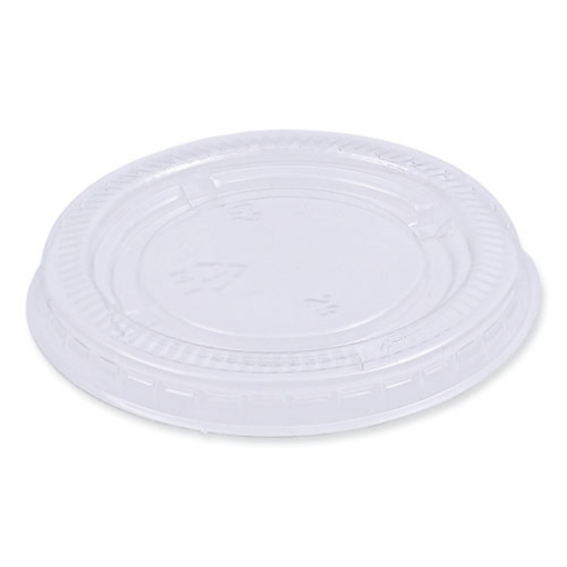 Picture of Souffle/Portion Cup Lids, Fits 1.5 oz and 2 oz Portion Cups, Clear, 2,500/Carton