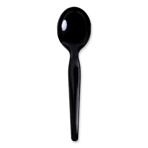 Picture of Heavyweight Polystyrene Cutlery, Soup Spoon, Black, 1000/carton