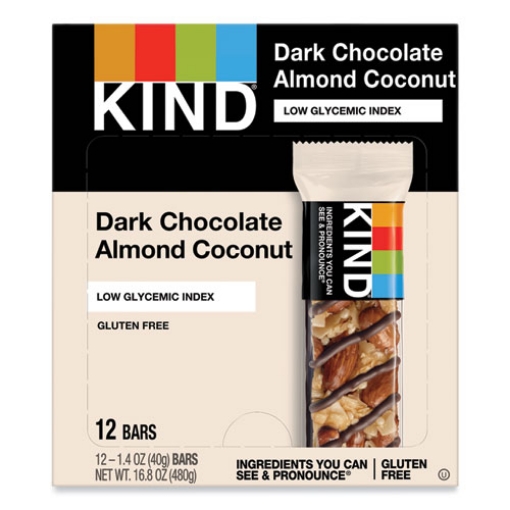 Picture of Fruit And Nut Bars, Dark Chocolate Almond And Coconut, 1.4 Oz Bar, 12/box