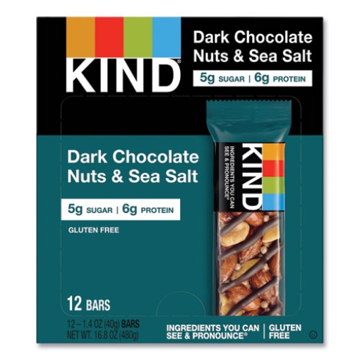 Picture of Nuts And Spices Bar, Dark Chocolate Nuts And Sea Salt, 1.4 Oz, 12/box