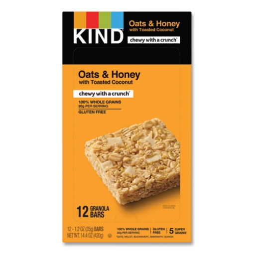 Picture of Healthy Grains Bar, Oats And Honey With Toasted Coconut, 1.2 Oz, 12/box