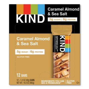 Picture of Nuts And Spices Bar, Caramel Almond And Sea Salt, 1.4 Oz Bar, 12/box