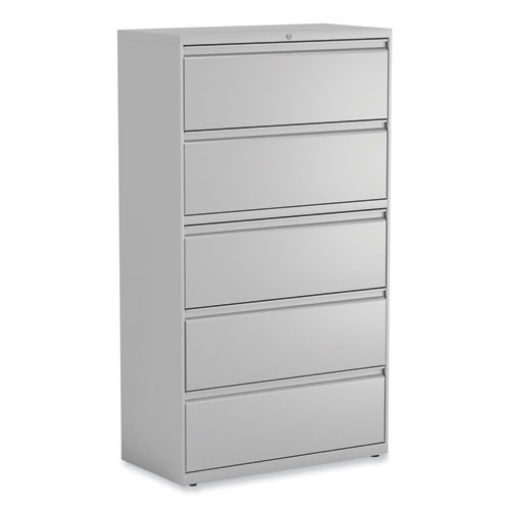 Picture of Lateral File, 5 Legal/Letter/A4/A5-Size File Drawers, Light Gray, 36" x 18.63" x 67.63"