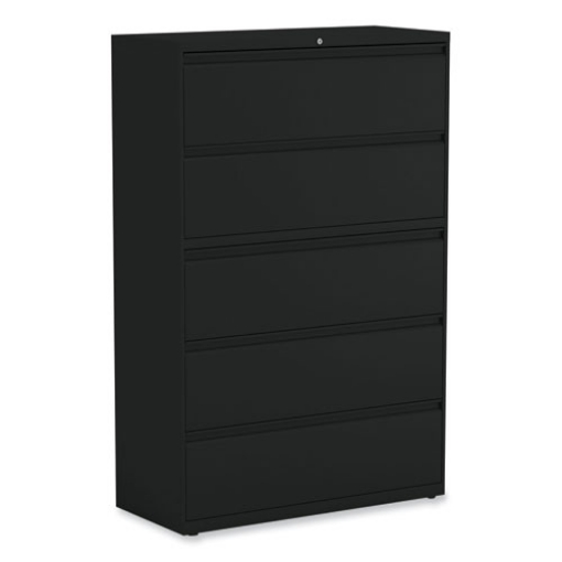 Picture of Lateral File, 5 Legal/Letter/A4/A5-Size File Drawers, Black, 42" x 18.63" x 67.63"