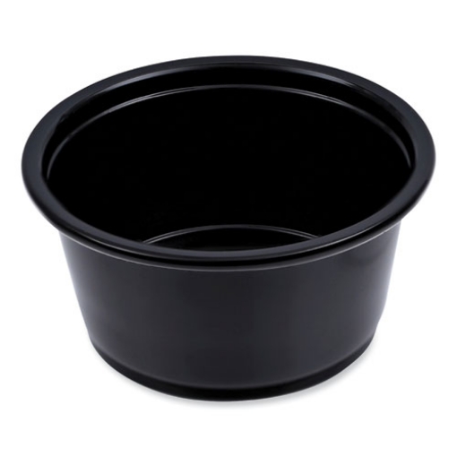 Picture of Souffle/Portion Cups, 2 oz, Polypropylene, Black, 125 Cups/Sleeve, 20 Sleeves/Carton