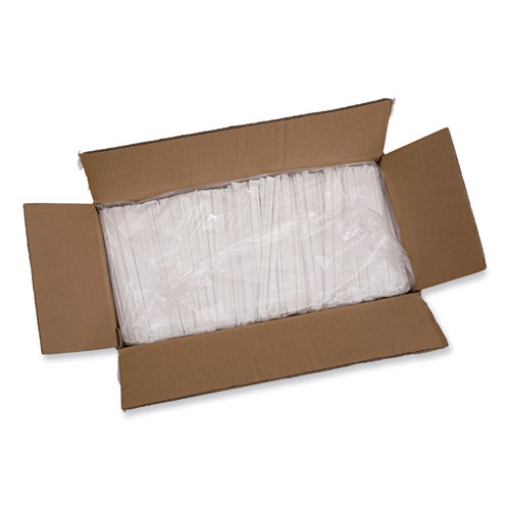 Picture of Individually Wrapped Paper Straws, 7.75" X 0.25", White, 3,200/carton