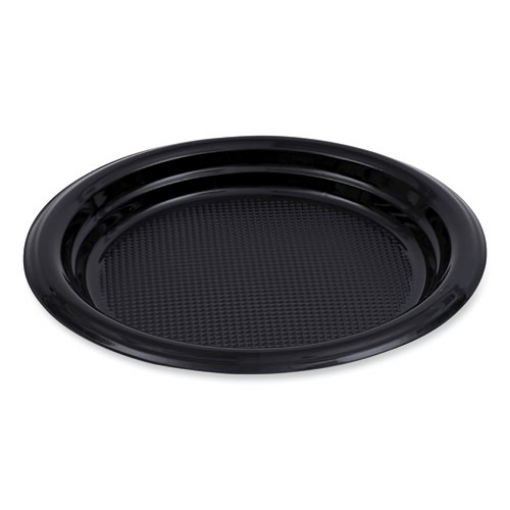 Picture of Hi-Impact Plastic Dinnerware, Plate, 6" Dia, Black, 1,000/carton