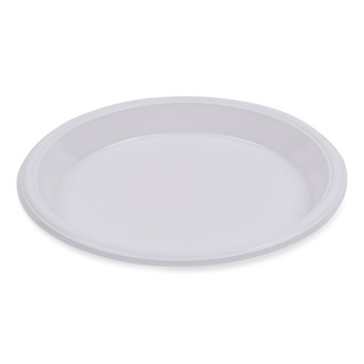 Picture of Hi-Impact Plastic Dinnerware, Plate, 10" Dia, White, 500/carton