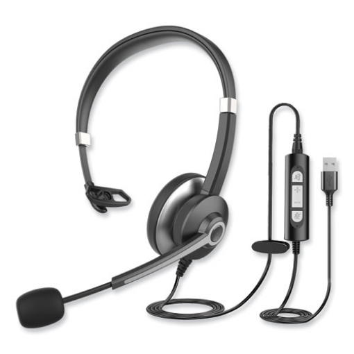 Picture of ivr70001 monaural over the head headset, black/silver