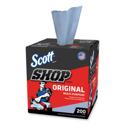 Picture of Shop Towels, POP-UP Box, 1-Ply, 9 x 12, Blue, 200/Box, 8 Boxes/Carton