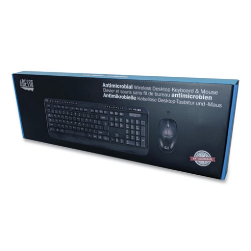 Picture of Wkb-1320cb Antimicrobial Wireless Desktop Keyboard And Mouse, 2.4 Ghz Frequency/30 Ft Wireless Range, Black