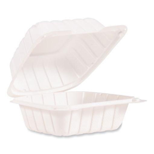 Picture of Hinged Lid Containers, Single Compartment, 6 x 6.25 x 3.25, White, Plastic, 400/Carton