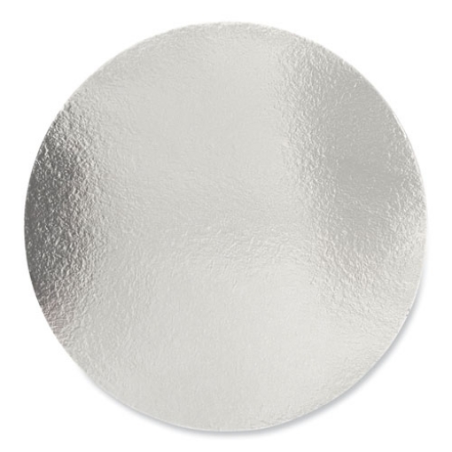 Picture of Round Aluminum To-Go Container Lids, Flat Lid, 9", Silver, Paper, 500/carton