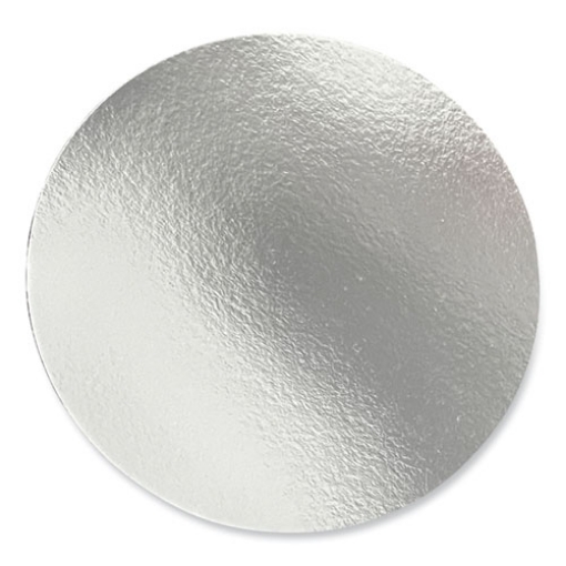 Picture of Round Aluminum To-Go Container Lids, Flat Lid, 7", Silver, Paper, 500/carton