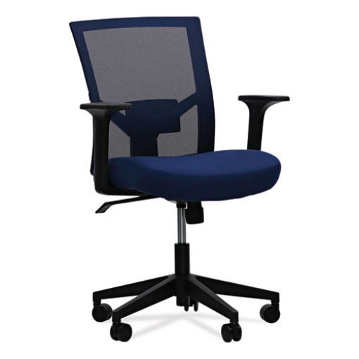 Picture of Mesh Back Fabric Task Chair, Supports Up to 275 lb, 17.32" to 21.1" Seat Height, Navy Seat, Navy Back