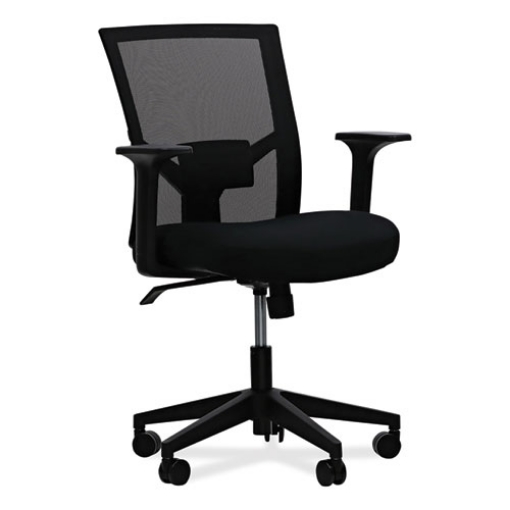 Picture of mesh back fabric task chair, supports up to 275 lb, 17.32" to 21.1" seat height, black seat, black back