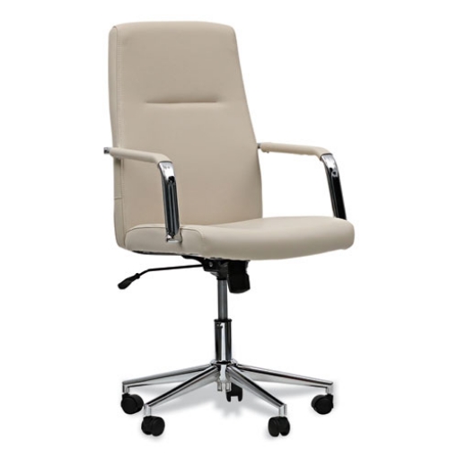 Picture of Leather Task Chair, Supports Up to 275 lb, 18.19" to 21.93" Seat Height, White Seat, White Back