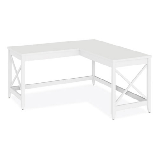Picture of L-Shaped Farmhouse Desk, 58.27" x 58.27" x 29.53", White